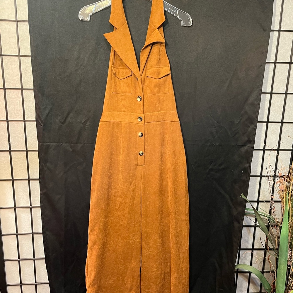 Womens Jumpsuits Long Pants Solid Color Button Fr… - image 3